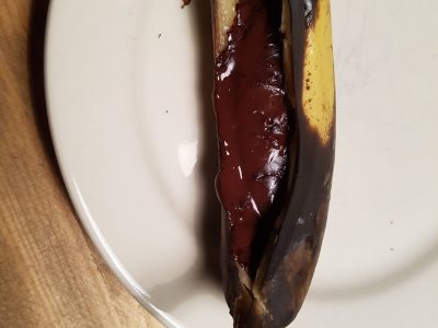 Banaan gevuld met chocola uit de oven